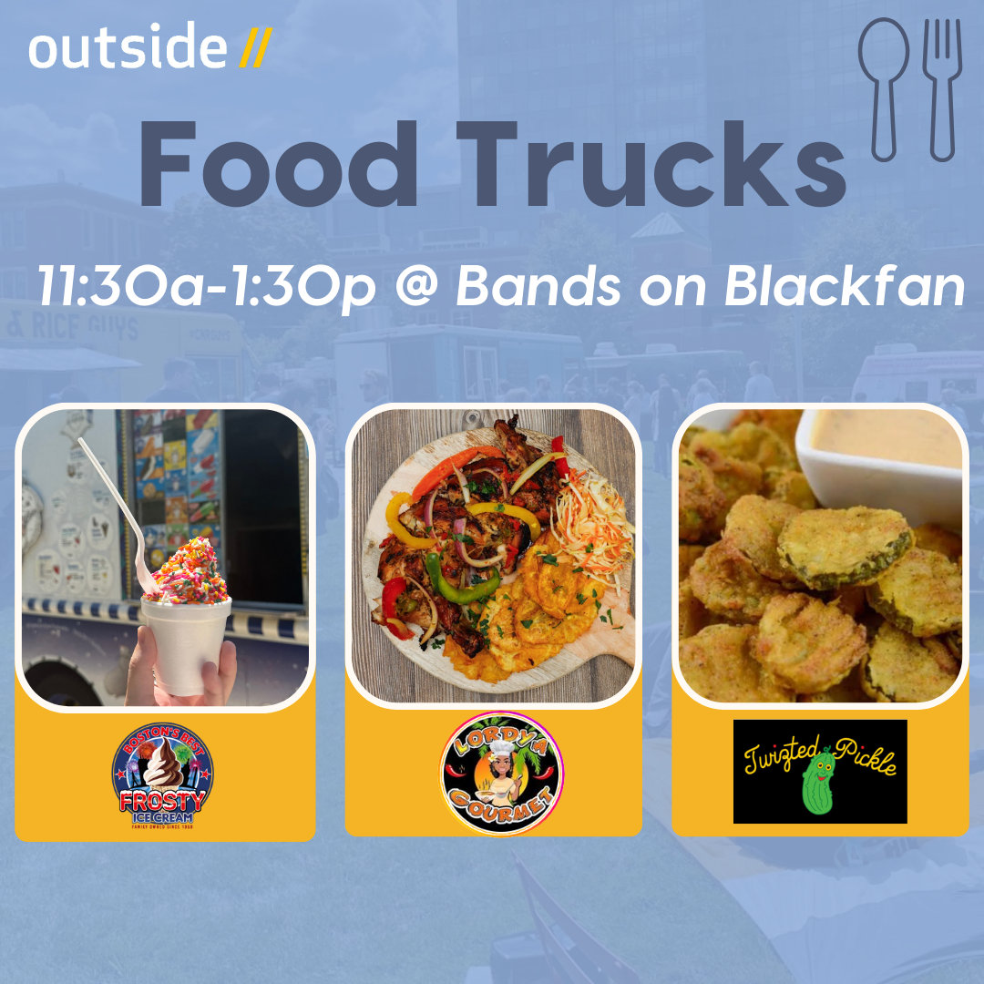 this week's food trucks - frosty ice cream, lordya gourmet, twizted pickle