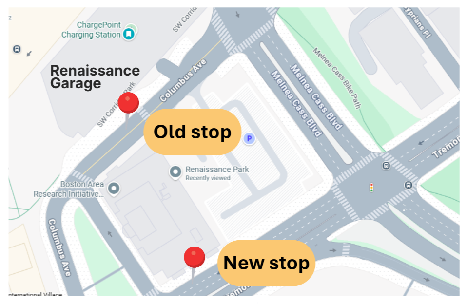 Ren. Garaż Nowa mapa przystanków